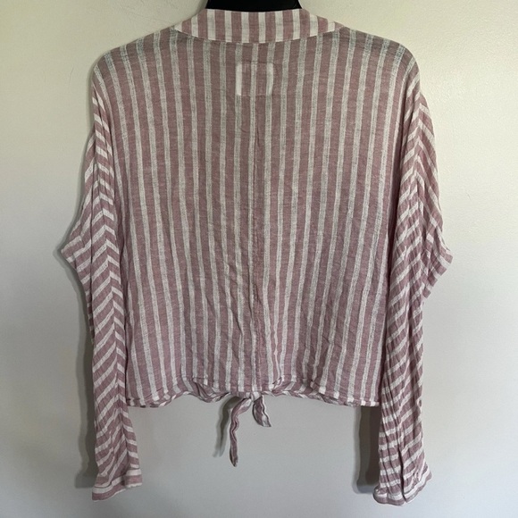 Rails Sloane Rose Stripe Tie-front Top Linen Blend Women’s Size Large - Picture 10 of 10